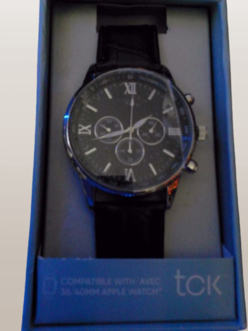 Black Leather Men’s Military‑Style Watch